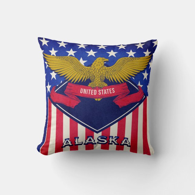 Alaska USA Flag  Throw Pillow (Front)