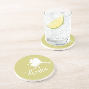 Alaska usa state map with heart shape design    coaster