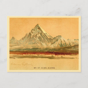Alaska vintage Mt. St. Elias painting Postcard