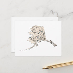 Alaska Vintage Picture Map Antique State Chart Postcard