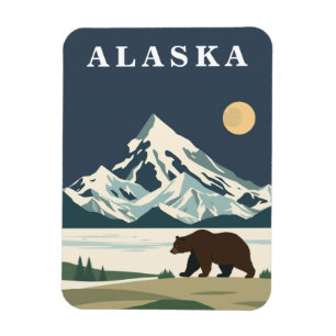Alaska Vintage Travel Grizzly Bear Magnet