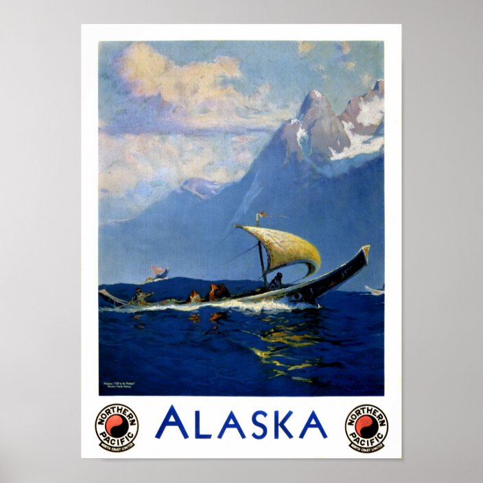 Alaska Vintage Travel Poster Restored | Zazzle.com