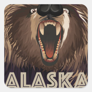 Alaska vintage travel poster square sticker