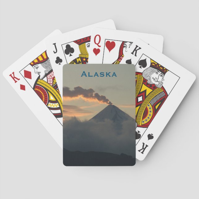 Alaska Volcano at Sunset Poker Cards (Back)