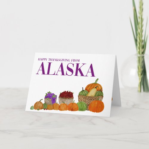 Alaska Watercolor Pumpkins Thanksgiving Card