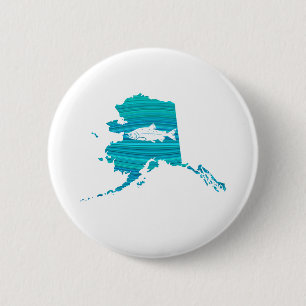 Alaska Wave Salmon Fishing Button