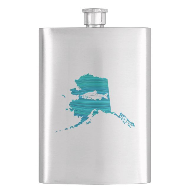 Alaska Wave Salmon Fishing Flask (Front)