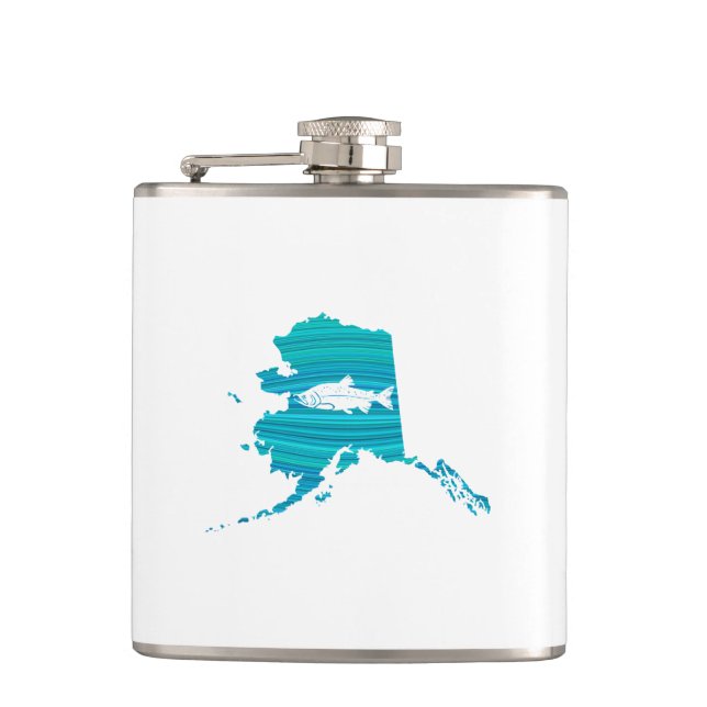 Alaska Wave Salmon Fishing Flask (Front)