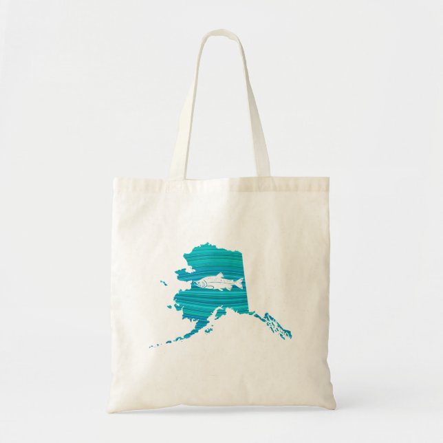 Alaska Wave Salmon Fishing Tote Bag (Front)