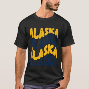 Alaska Wavy Text Patriotic Design T-Shirt