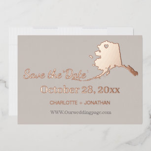 Alaska Wedding Save The Date Rose Gold Foil Invitation