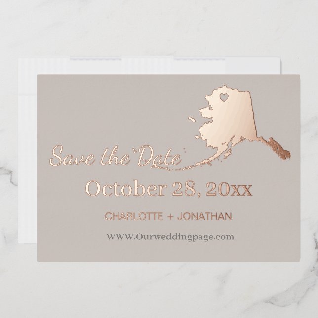 Alaska Wedding Save The Date Rose Gold Foil Invitation (Envelope)
