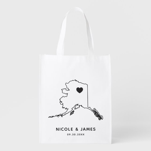 Alaska Wedding Welcome Bag Tote, Destination Map (Front)