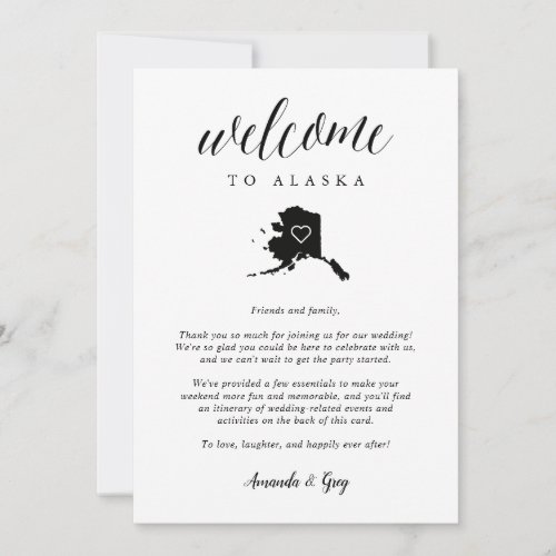 Alaska Wedding Welcome Letter  Itinerary