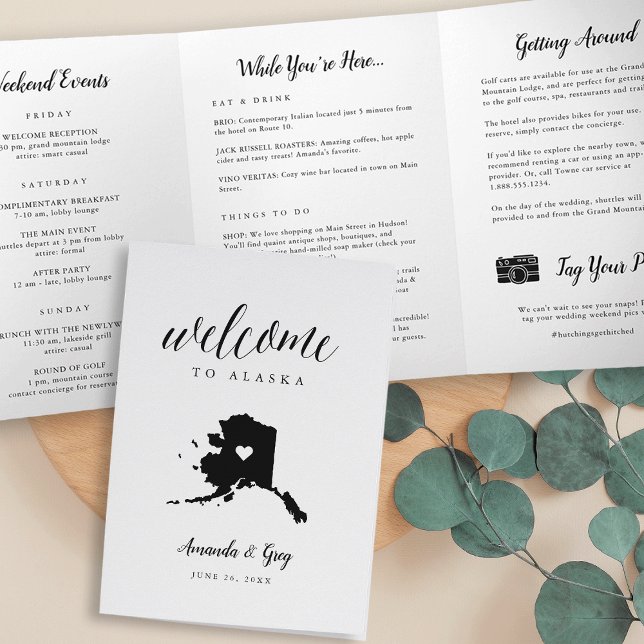 Alaska Wedding Welcome Letter & Itinerary Tri-Fold Program (Creator Uploaded)