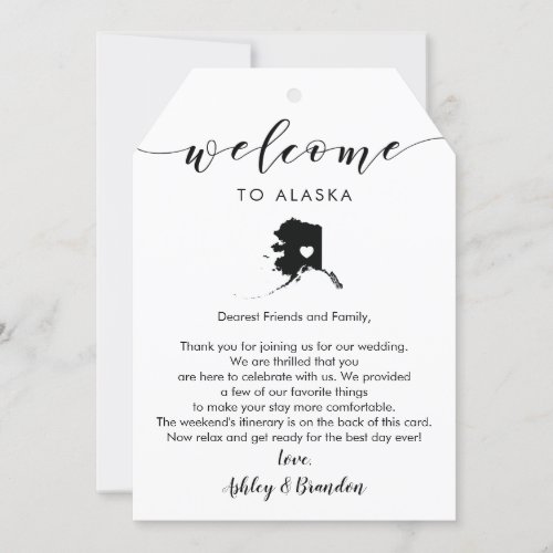 Alaska Wedding Welcome Tag Letter Itinerary