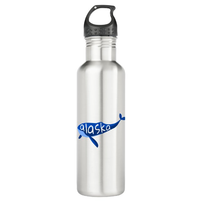 Alaska Whale Stainless Steel Water Bottle (Front)