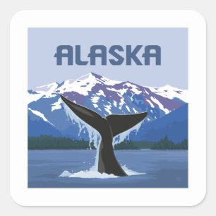 Alaska Whale Tale Square Sticker