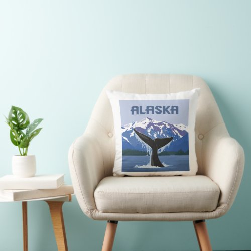 Alaska  Whale Tale Throw Pillow