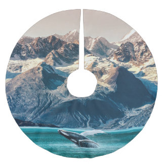 Alaska whale watching: boat excursion. brushed polyester tree skirt