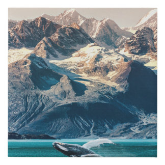Alaska whale watching: boat excursion. faux canvas print
