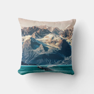 Alaska whale watching: boat excursion. throw pillow