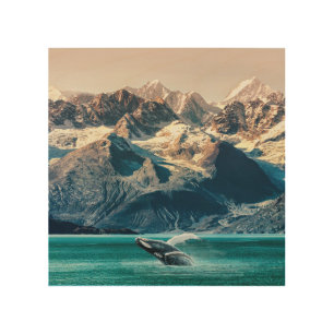 Alaska whale watching: boat excursion. wood wall art