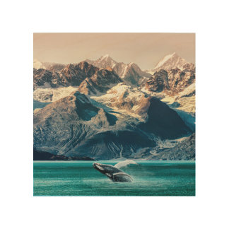 Alaska whale watching: boat excursion. wood wall art