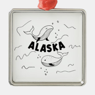 Alaska Whales Metal Ornament