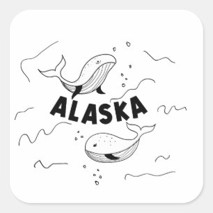 Alaska Whales Square Sticker