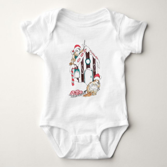Alaska Whimsical Christmas Wildlife Baby Bodysuit (Front)