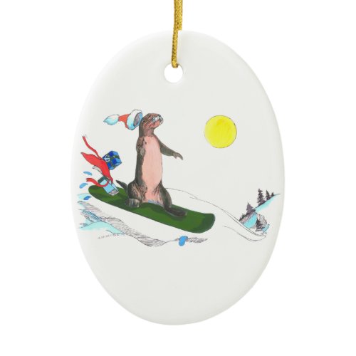 Alaska Whimsical Christmas Wildlife Oval Ornament