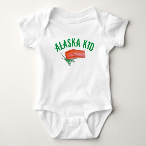 ALASKA Wild Alaskan Salmon Fish Filet Seafood Food Baby Bodysuit