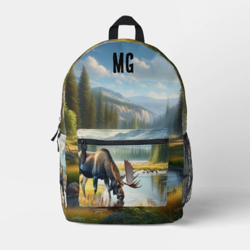 Alaska Wilderness Moose Nature Lover Printed Backpack