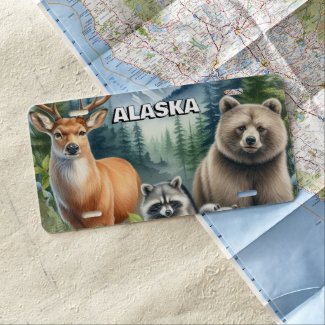 Alaska Wildlife Deer Bear  License Plate
