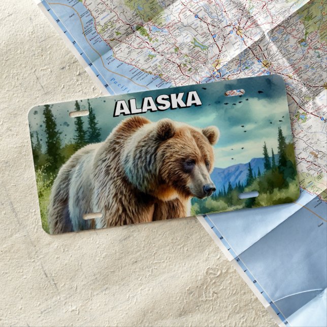 Alaska Wildlife Grizzly Bear Nature   License Plate (In Situ)
