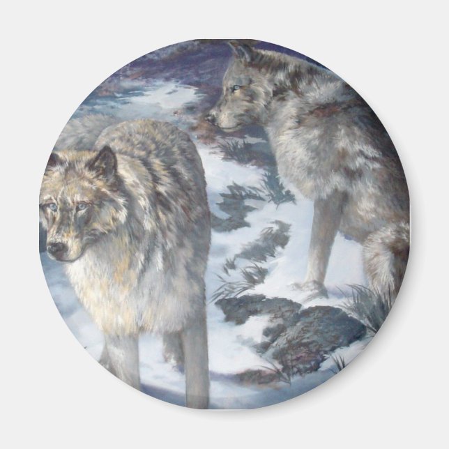 Alaska Wildlife Wolf Pair Magnet (Front)