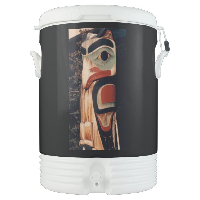 Alaska Wooden Carved Totem Pole Summer Designed Cooler (Front)