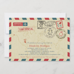 Alaska World Traveler Airmail Bridal Shower Invitation