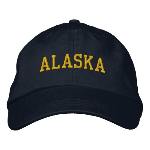 ALASKA Yellow Gold on Navy Blue Embroidered Baseball Cap