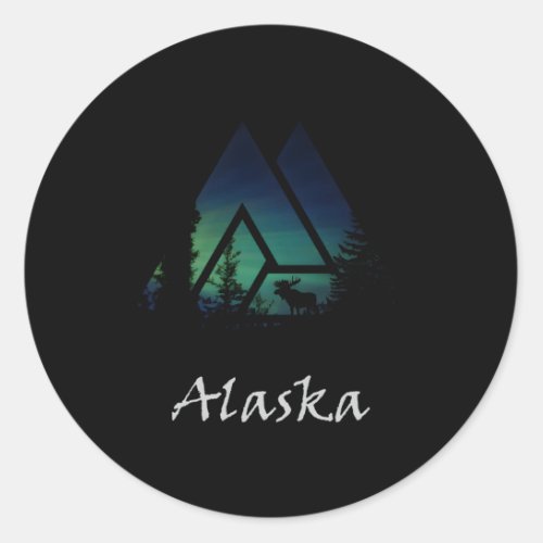 Alaska Yukon Moose Alaskan Travel Classic Round Sticker