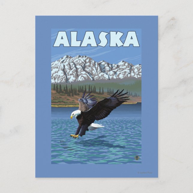 AlaskaBald Eagle Vintage Travel Poster Postcard (Front)