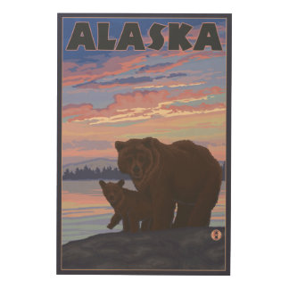 AlaskaBear and Cub Wood Wall Decor