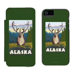 AlaskaCaribou in the Wild Vintage Travel Wallet Case For iPhone SE/5/5s