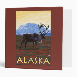 AlaskaCaribou Vintage Travel Poster Binder