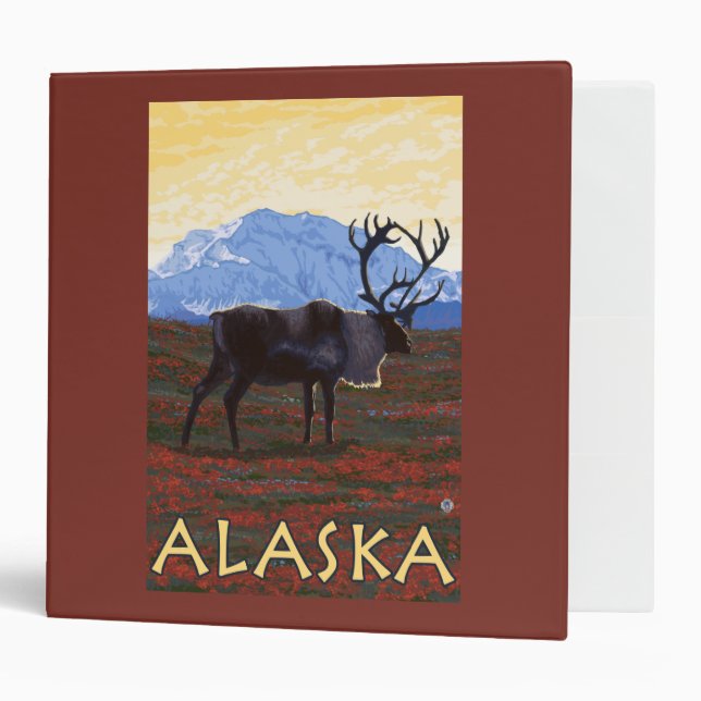 AlaskaCaribou Vintage Travel Poster Binder (Front/Inside)