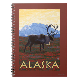 AlaskaCaribou Vintage Travel Poster Notebook