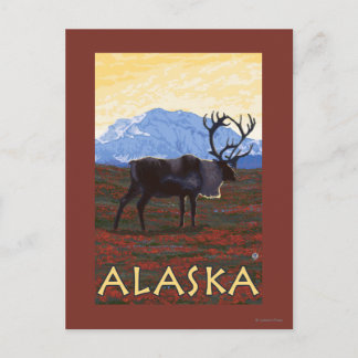 AlaskaCaribou Vintage Travel Poster Postcard