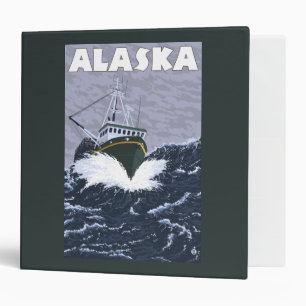 AlaskaCrab Boat Vintage Travel Poster Binder