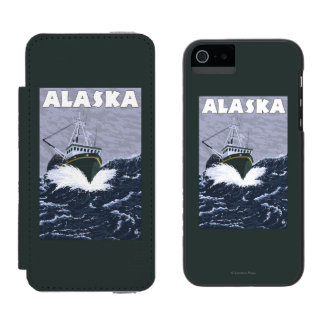 AlaskaCrab Boat Vintage Travel Poster Wallet Case For iPhone SE/5/5s